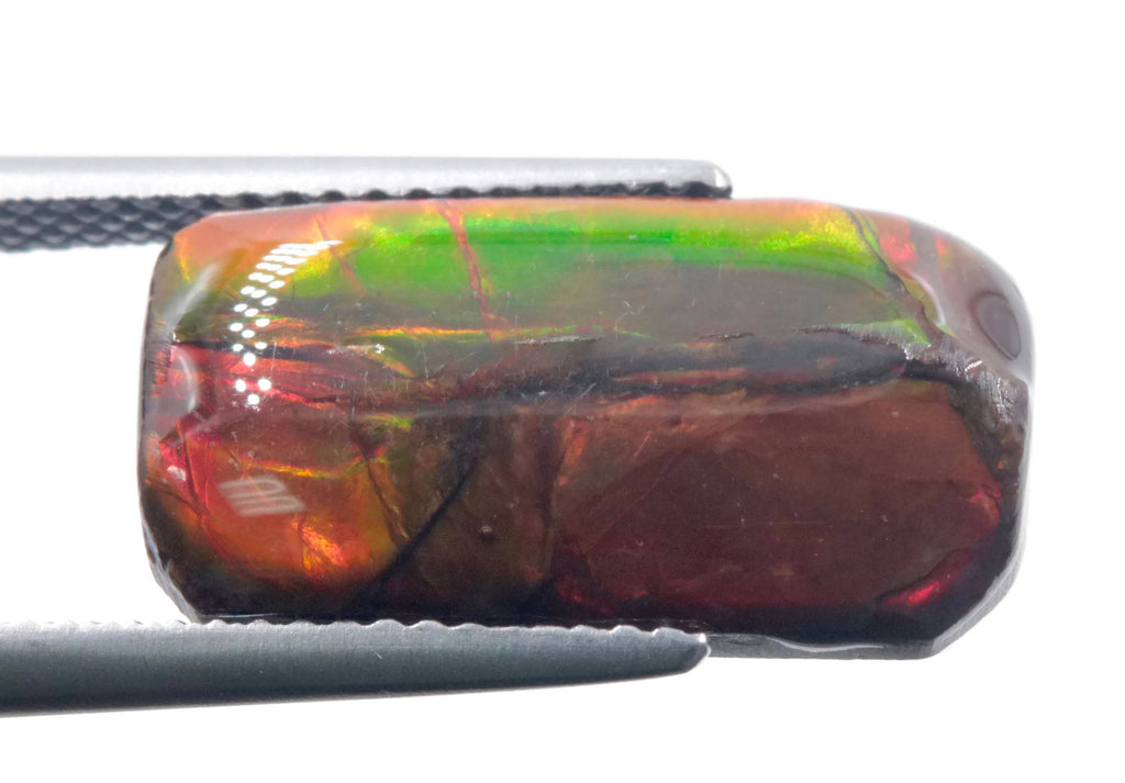 Natural Ammolite Gemstone | Cabochon Ammolite Loose Stone | Canadian Ammolite Gem | Genuine Ammolite (862) Rectangle shape 18x9mm 6.3 ct-Planet Gemstones