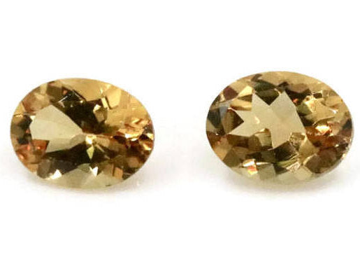Yellow Beryl Matching Pair Loose Faceted Gemstones 8x6 oval-Planet Gemstones