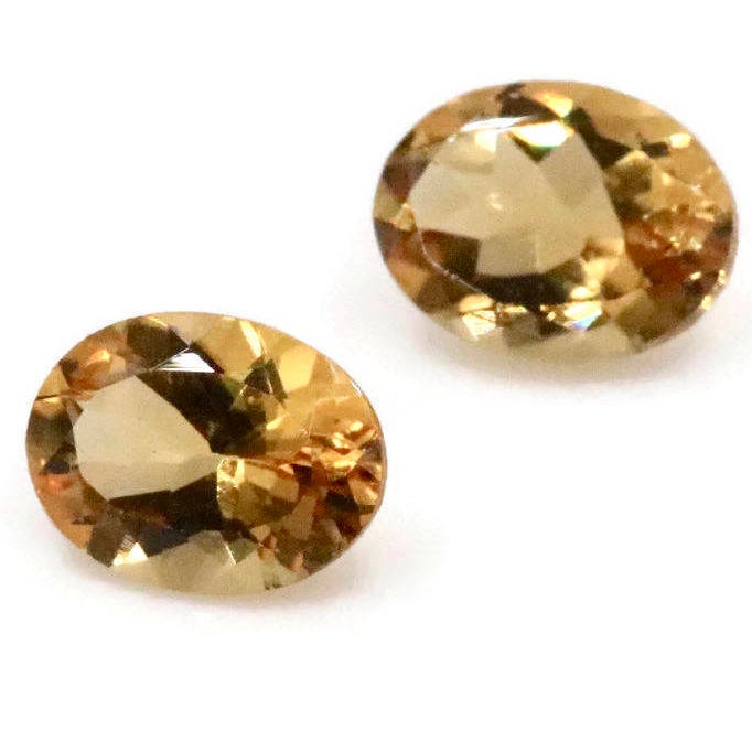 Yellow Beryl Matching Pair Loose Faceted Gemstones 8x6 oval-Planet Gemstones