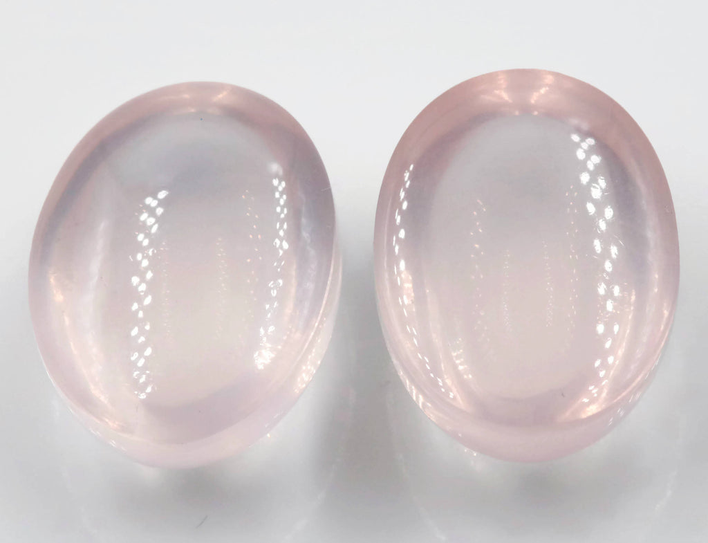 Natural Rose Quartz Gemstone Rose Quartz Stones Pink Quartz Stone ROSE QUARTZ pair, oval cabochon, 16x12mm, 24.84ct DIY Jewelry-Planet Gemstones