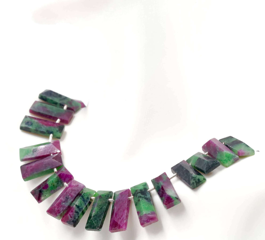 Genuine ruby Zoisite beads Ruby bead necklace ruby gemstone beads ruby fuchsite beads necklace for women ruby necklace 4-8Inch 18x7mm-Ruby-Planet Gemstones