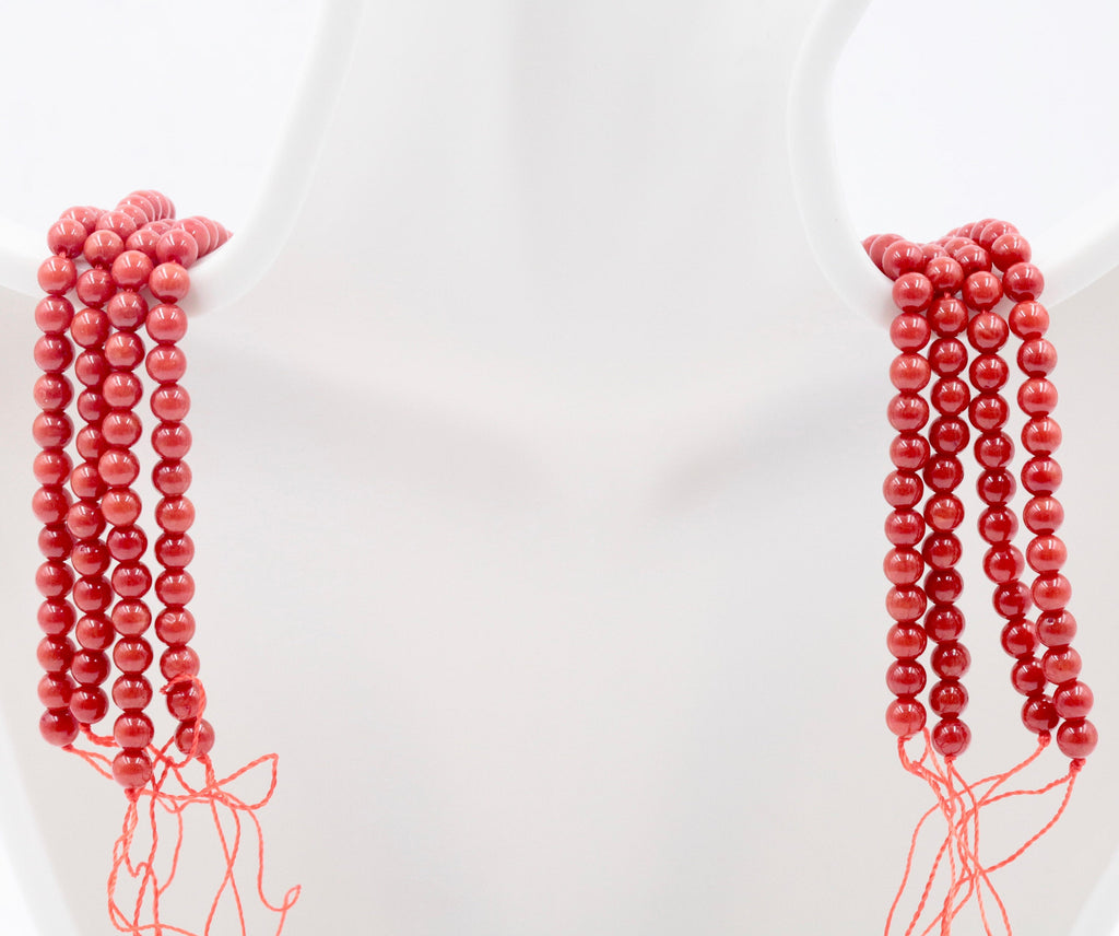 Natural Coral Beads Coral Necklace Italian Coral beads Red Coral Beads Coral Beads Red Coral Beads Coral Bead Necklace 4mm16" SKU:00108770-Planet Gemstones