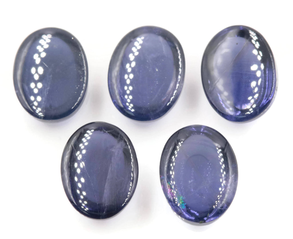 Natural Iolite Gemstone Cabochon Iolite Stone Iolite Loose Round Iolite Vettrigemsusa Oval Cabochon IOLITE lot 5, 8x6mm, 1.10ct-Planet Gemstones