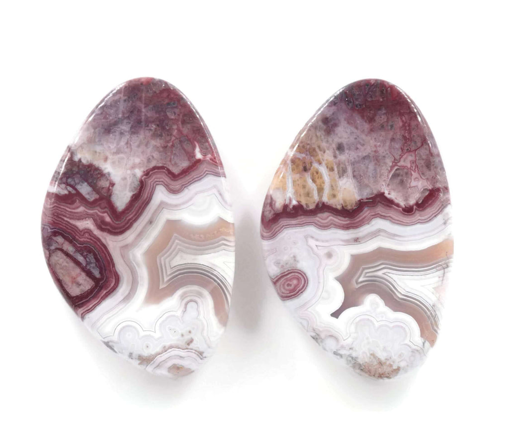 Agate Natural agate Agate Rose cut gemstone agate cab Agate DIY Jewelry Supply AGATE Chalcedony Matching 32x20mm landscape agate-Planet Gemstones