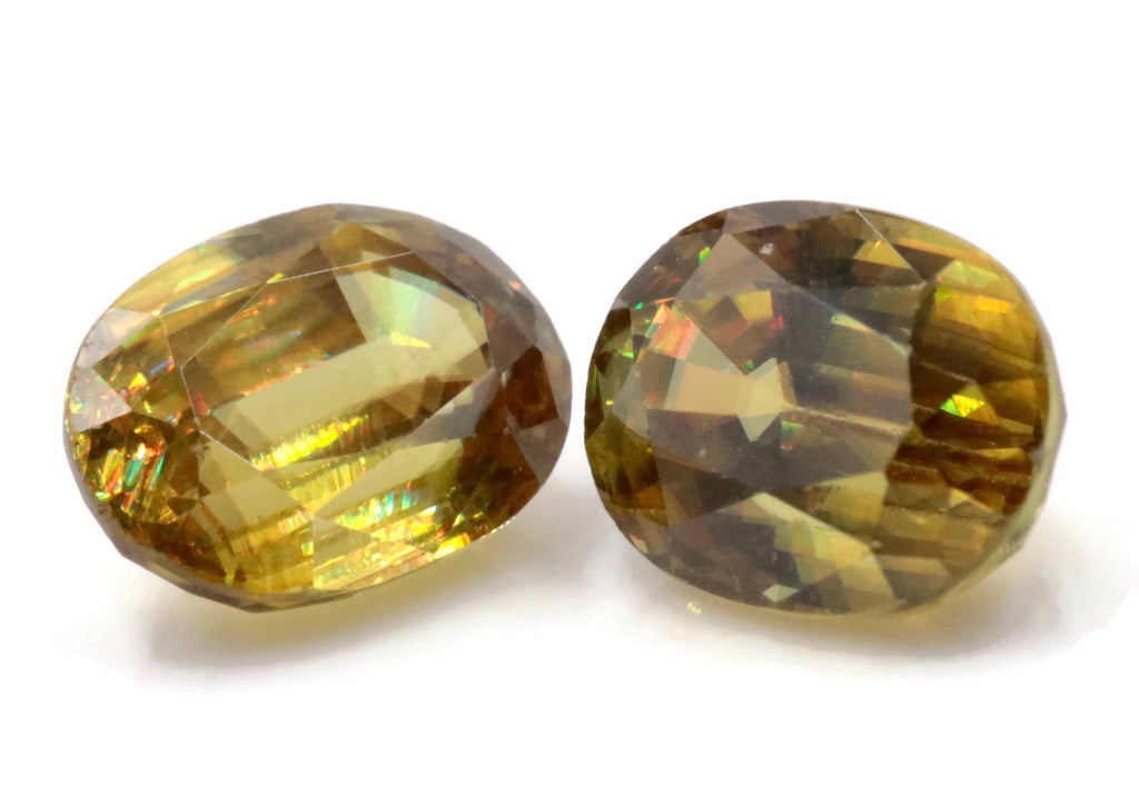 Natural Sphene Titanite Sphene Green Sphene Titanite Sphene Gemstone Green Titanite Faceted Sphene Natural Sphene Pair Oval 8x6mm 3.25ct-Planet Gemstones