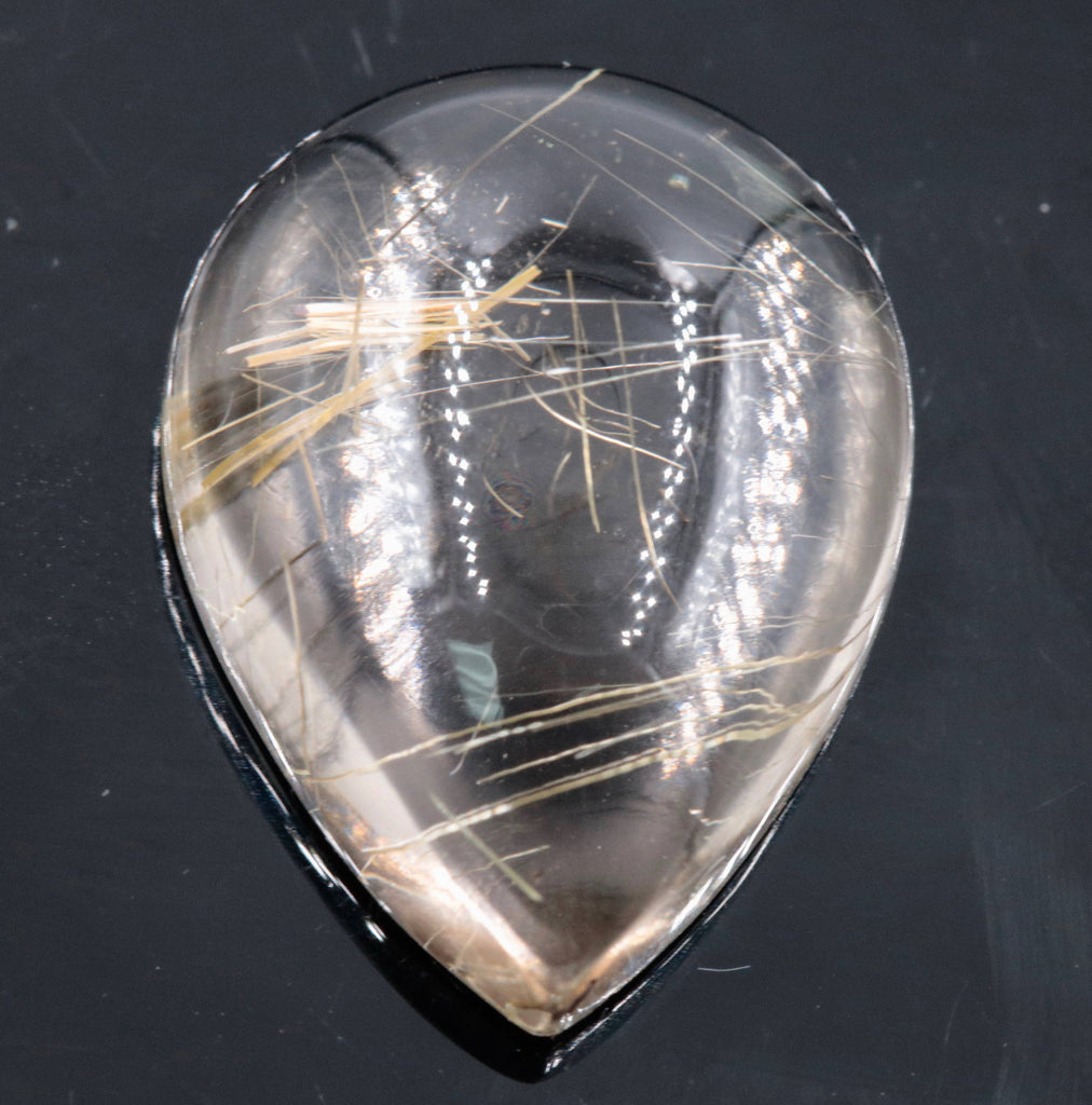 Natural Rutile Quartz Gemstone loose Rutile Quartz Stone Rutile Qartz Gems Rutile Quartz Cabs DIY Jewelry Supplies 20x15mm, 15.06ct,-Planet Gemstones