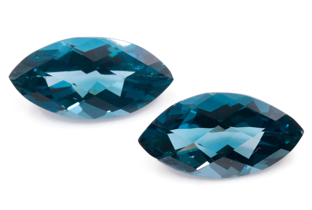 Natural Blue Topaz Gemstone Genuine Blue Topaz Faceted November Birthstone Blue Topaz Loose BLUE TOPAZ, matching pair, marquise, 20x10mm-Planet Gemstones