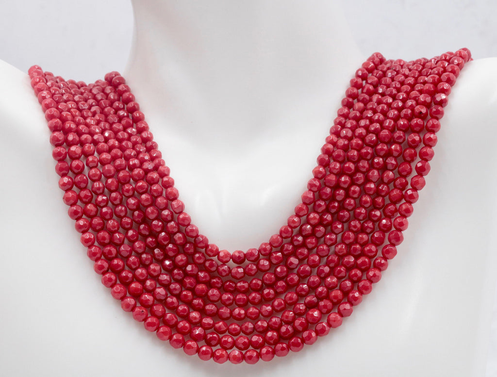 Natural Coral Beads Coral Necklace Italian Coral beads Red Coral Beads Coral Beads Red Coral Beads Coral Bead Necklace 4mm 15-16 Inch-Planet Gemstones