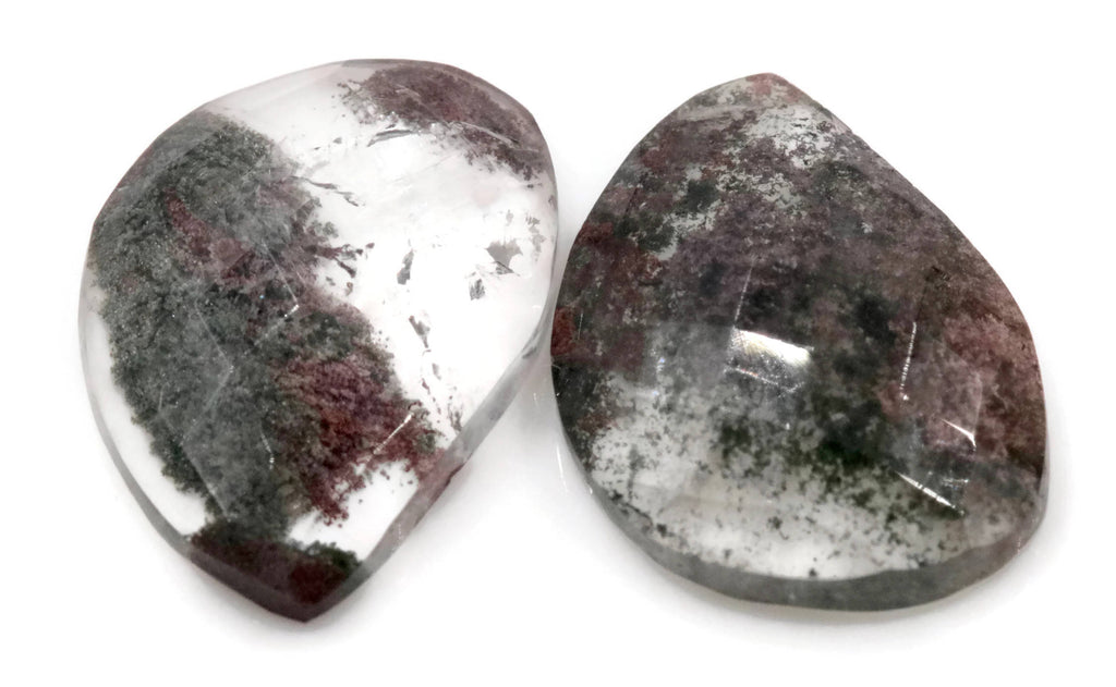 Moss Agate Gemstone Pair Loose Agate Pair Moss Agate Cabochon Rose Cut Cabochon Moss Again Loose SKU108645-Planet Gemstones