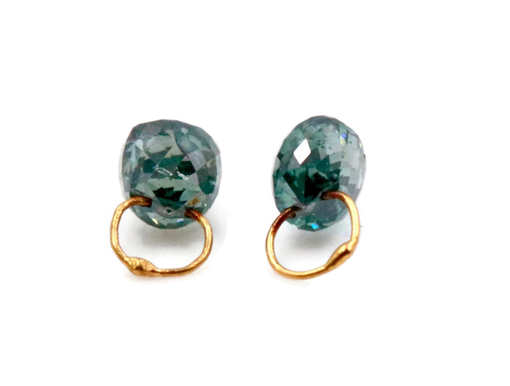 Natural Diamond Blue Diamond Briolette DIY Jewelry Supply Diamond April Birthstone Blue Diamond Briolette 18KT YG 4X3MM 0.23ct-Planet Gemstones