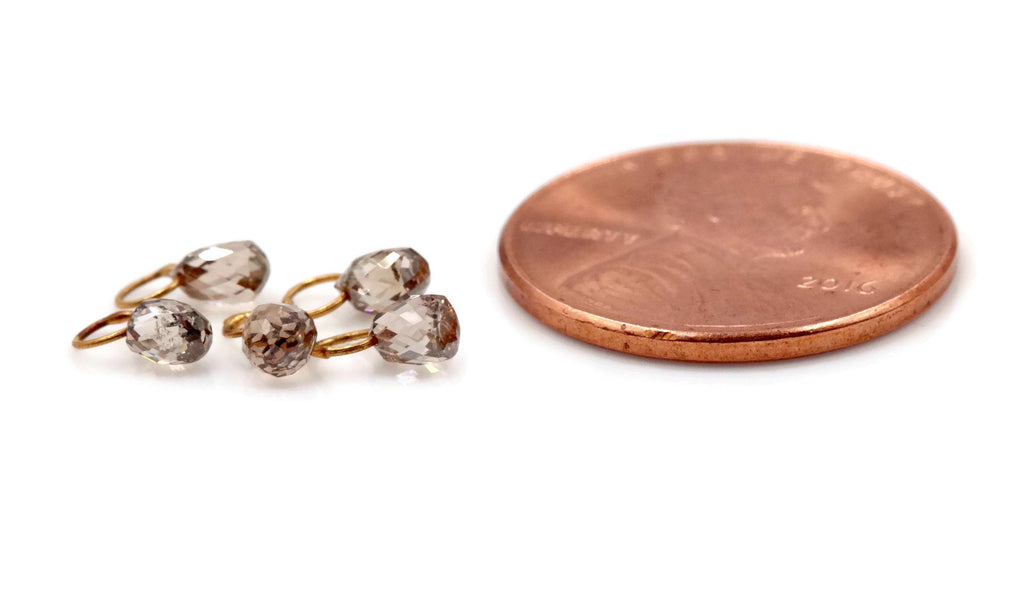 Natural Diamond DIY Jewelry Supplies Gift for Her Diamond April Birthstone Rosecut diamond Diamond beads 18KT YG 4X3MM 0.35CT-Planet Gemstones