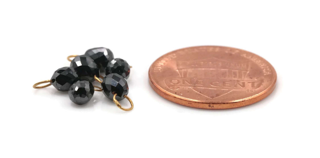 Black diamond Diamond Briolette Black Diamond Beads Black Diamond drops Natural Black Diamond For april beads 18KT YG 4X3MM 0.60CT-Planet Gemstones