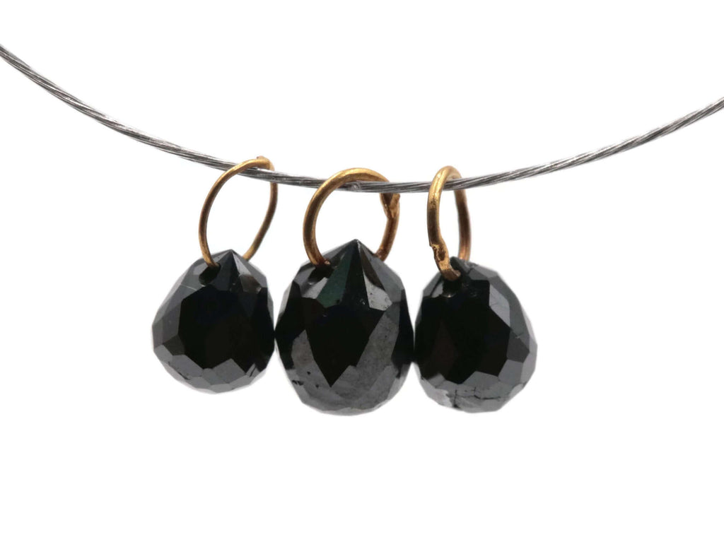 Black Diamond Briolette Drops-Planet Gemstones