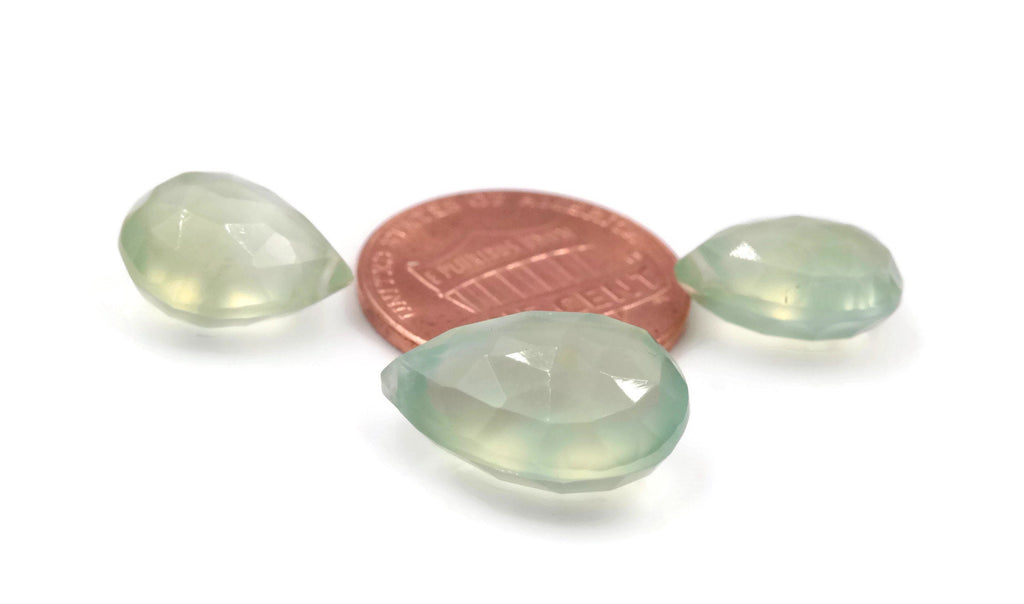 Natural Prehnite Prehnite Stone DIY Jewelry Supply Prehnite gem Genuine Prehnite Epidot Prehnite Beads 23.53ct 17x11mm ,13x10mm 24.2ct-Planet Gemstones