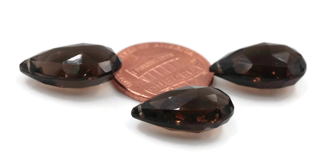 Natural Quartz Smoky Quartz Champagne quartz Beads quartz Drops Smoky DIY Jewelry Supply Quartz Drops 11x18mm, 11x17mm, 29ct-Planet Gemstones