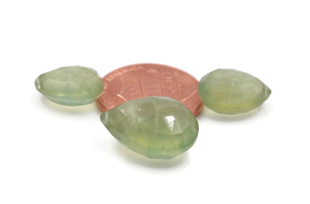 Prehnite Pear Beads 23cts-Planet Gemstones