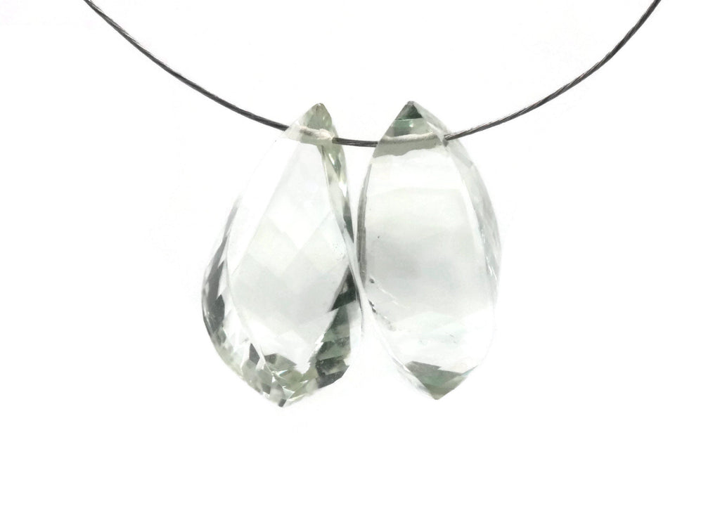 Natural Green Amethyst twisted shape green faceted genuine amethyst DIY Jewelry Supply 12-14mmx8-9mm, 9-10ct DIY Jewelry Supplies-Planet Gemstones