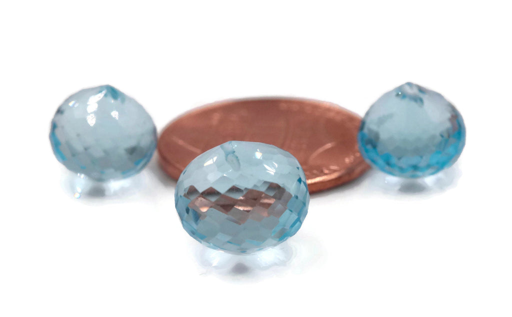 Natural Blue Topaz Sky Color Onion shape blue genuine blue topaz loose DIY Jewelry Supply 11mm, 8mm, 20-25ct DIY Jewelry Supplies-Planet Gemstones