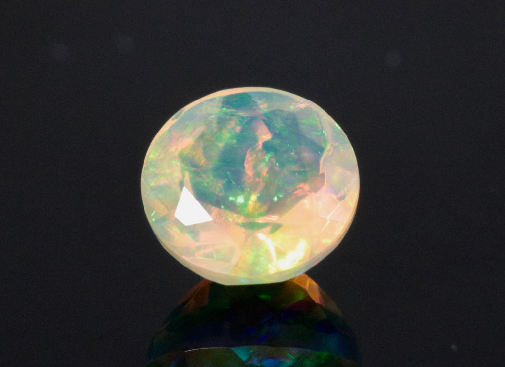 Natural Opal Ethiopian Opal Loose Ethiopian Opal Natural Welo Opal Rainbow Fire Opal Ethiopian Opal, Faceted Round, 6mm, 0.55ct-Planet Gemstones