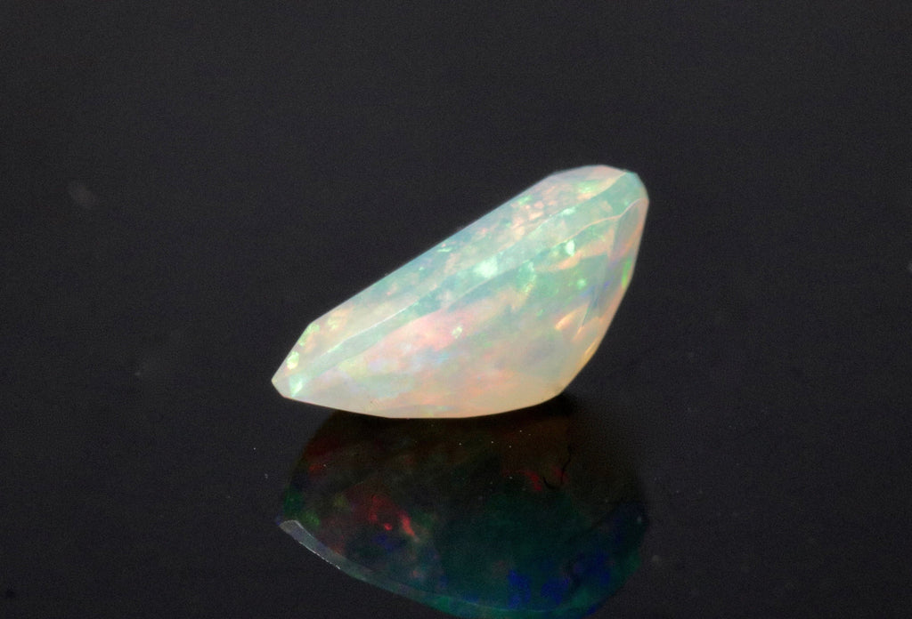 Natural Opal Ethiopian Opal Loose Ethiopian Opal Natural Welo Opal Rainbow Fire Opal Ethiopian Opal, Faceted Pear, 9x7mm, 0.79ct,-Planet Gemstones