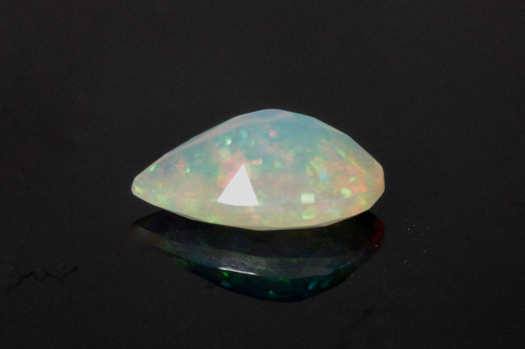 Natural Opal Ethiopian Opal Loose Ethiopian Opal Natural Welo Opal Rainbow Fire Opal Ethiopian Opal, Faceted Pear, 9x7mm, 0.79ct,-Planet Gemstones
