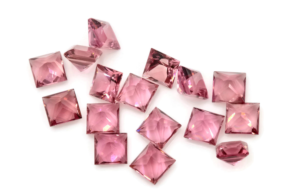 Pink Tourmaline Square 4mm-Tourmaline-Planet Gemstones