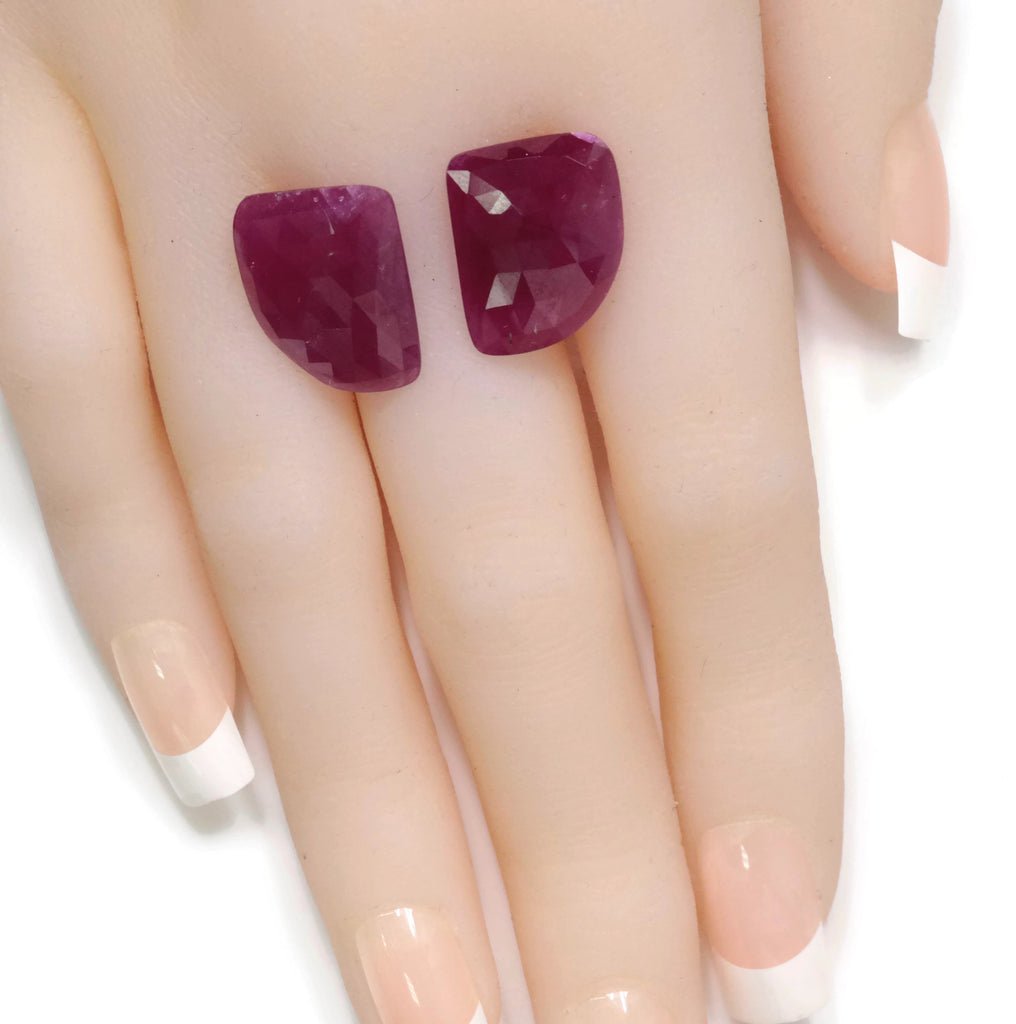 Ruby Rose Cut pair-Ruby-Planet Gemstones