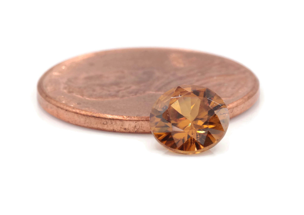 Champagne Zircon Round 6.5mm-Planet Gemstones