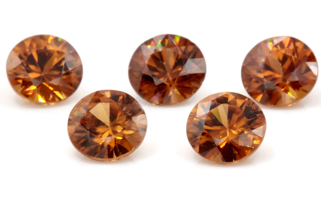 Champagne Zircon Round 6.5mm-Planet Gemstones