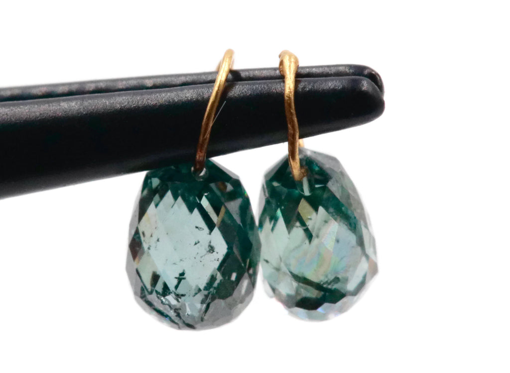 Natural Diamond Blue Diamond Briolette DIY Jewelry Supply Diamond April Birthstone Blue Diamond Briolette 18KT YG 4X3MM 0.23ct-Planet Gemstones
