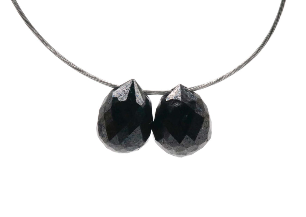 Black Diamond Diamond Briolette Black Diamond Beads Black Diamond Drops Natural Black Diamond For April Beads 4X3MM 1.20CT PAIR-Planet Gemstones