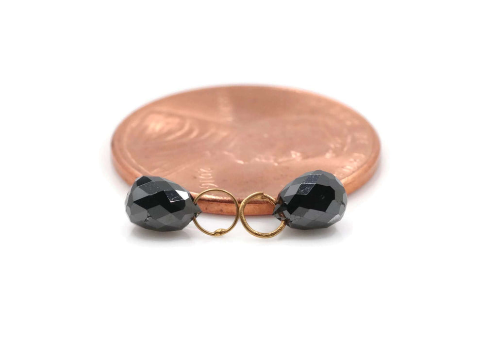 Black Diamond Diamond Briolette Black Diamond Beads Black Diamond Drops Natural Black Diamond For April Beads 18KT YG 5x4MM 1.40CT-Planet Gemstones