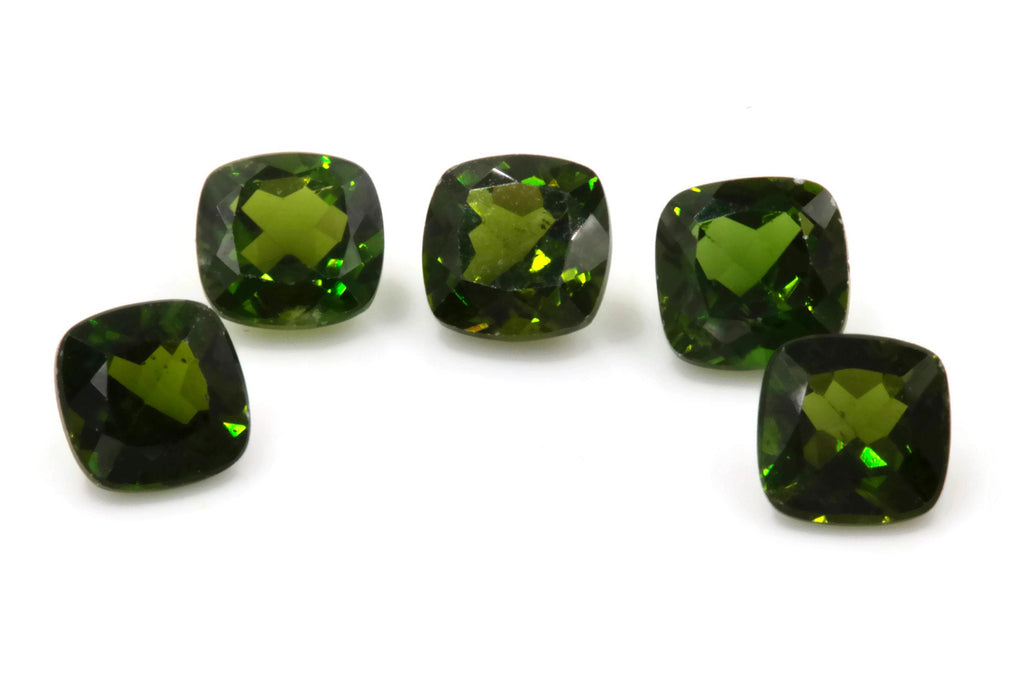 Natural Chrome diopside Green Gemstone Russian diopside Green Diopside DIY jewelry supplies Faceted Chrome diopside cushion 6mm 1.08ct-Planet Gemstones