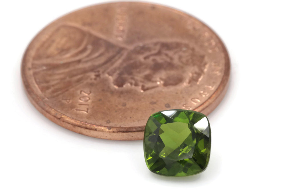 Natural Chrome diopside Green Gemstone Russian diopside Green Diopside DIY jewelry supplies Faceted Chrome diopside cushion 6mm 1.08ct-Planet Gemstones