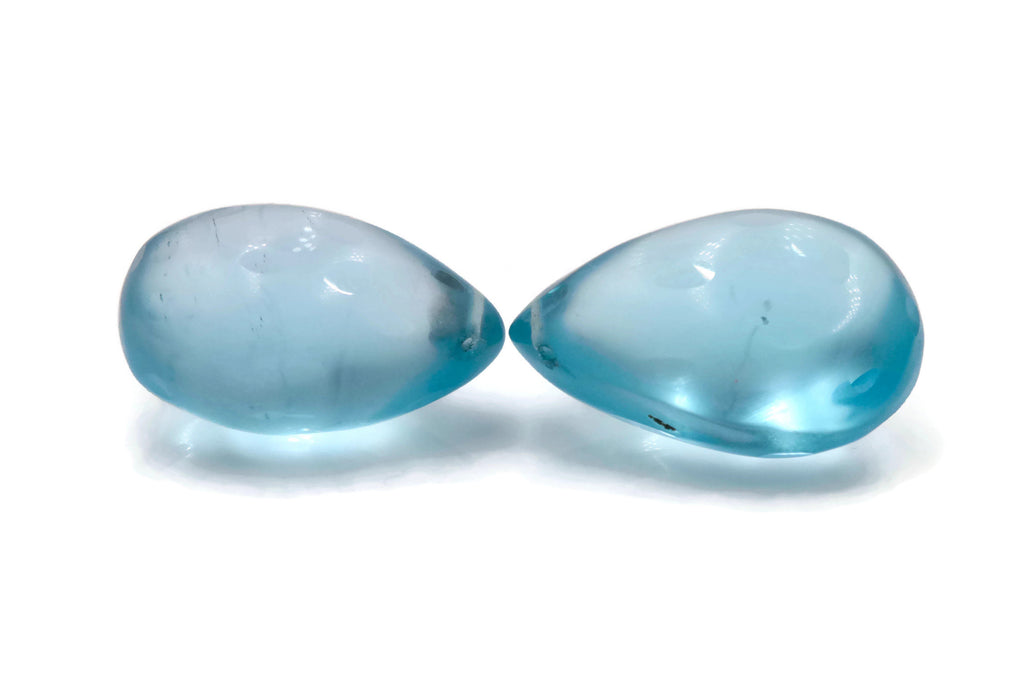 Natural Blue Topaz Gemstone Genuine Blue Topaz DIY Jewelry Supply Loose Drops Frosted, 18x13mm, 17x12mm, 36.18ct DIY Jewelry Supplies-Planet Gemstones