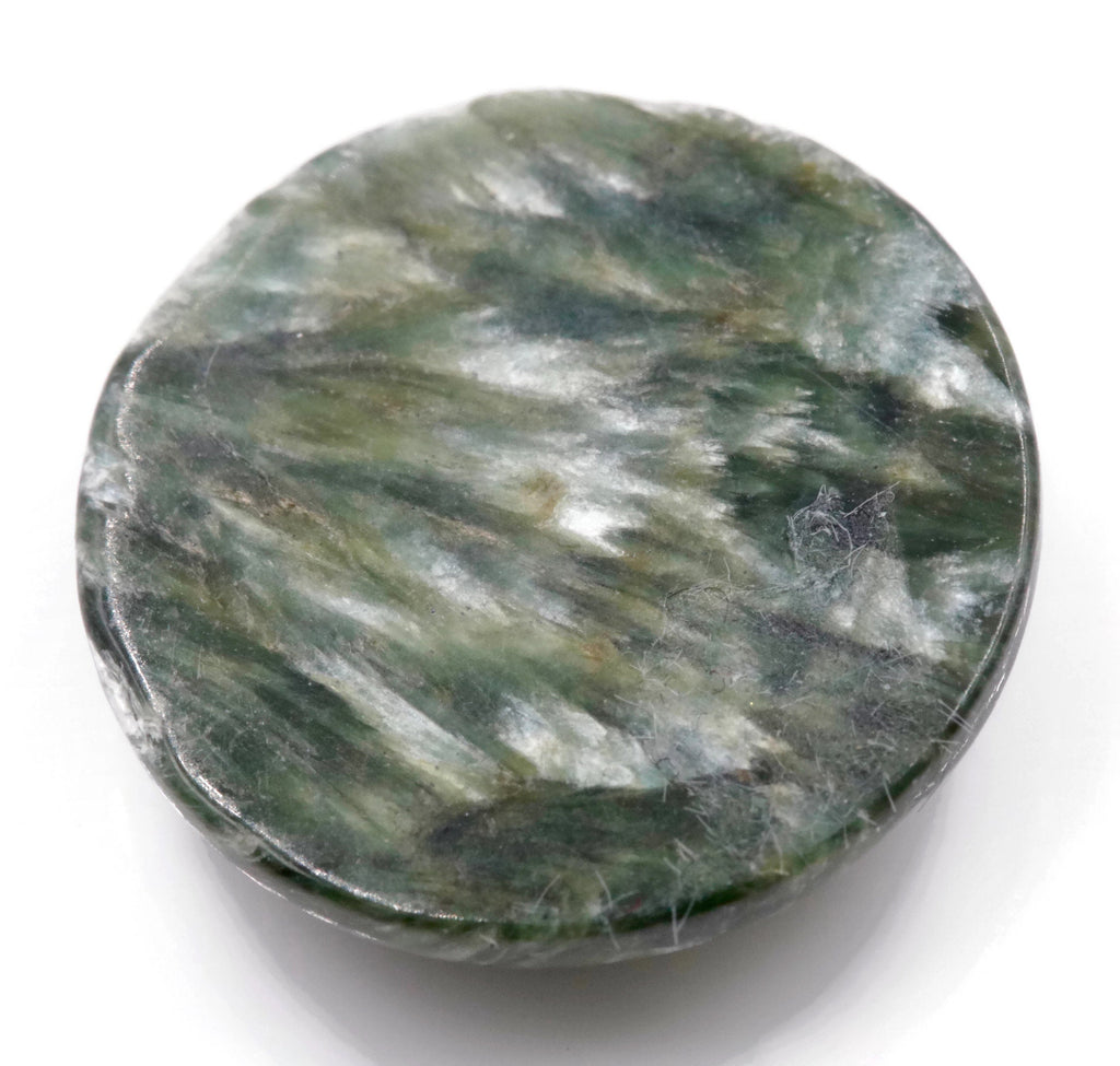 Natural seraphinite gemstone loose seraphinite genuine seraphinite stone Round Cabochon, 20mm DIY Jewelry Supplies-Planet Gemstones