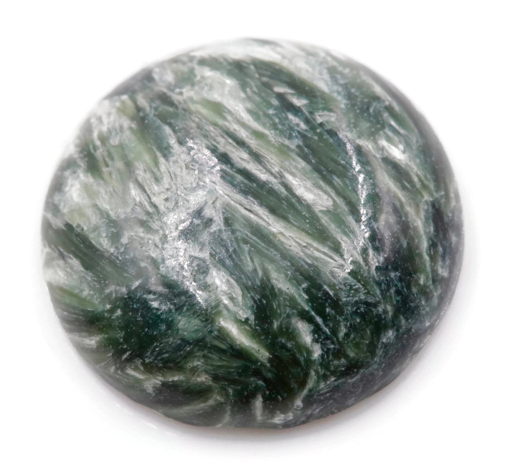 Natural seraphinite gemstone loose seraphinite genuine seraphinite stone Round Cabochon, 20mm DIY Jewelry Supplies-Planet Gemstones