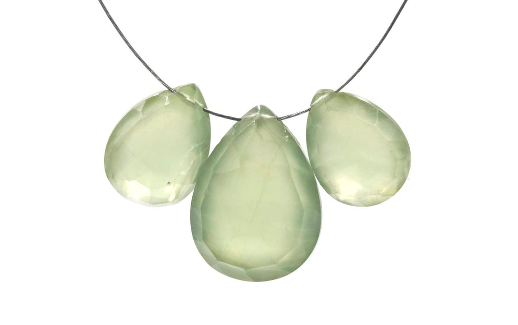 Prehnite Pear Beads 23cts-Planet Gemstones