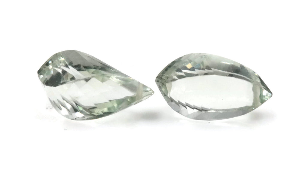 Natural Green Amethyst twisted shape green faceted genuine amethyst DIY Jewelry Supply 12-14mmx8-9mm, 9-10ct DIY Jewelry Supplies-Planet Gemstones
