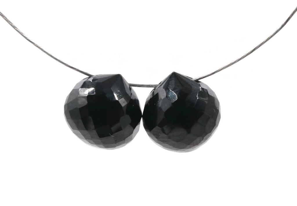 Natural Black Spinel, Onion Shaped Spinel, Faceted Black Spinel, DIY Jewelry Supply Black Spinel beads black spinel stone, 8mm, 9-10ct-Planet Gemstones