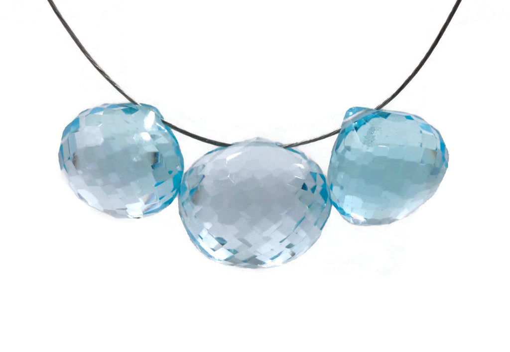 Natural Blue Topaz Sky Color Onion shape blue genuine blue topaz loose DIY Jewelry Supply 11mm, 8mm, 20-25ct DIY Jewelry Supplies-Planet Gemstones