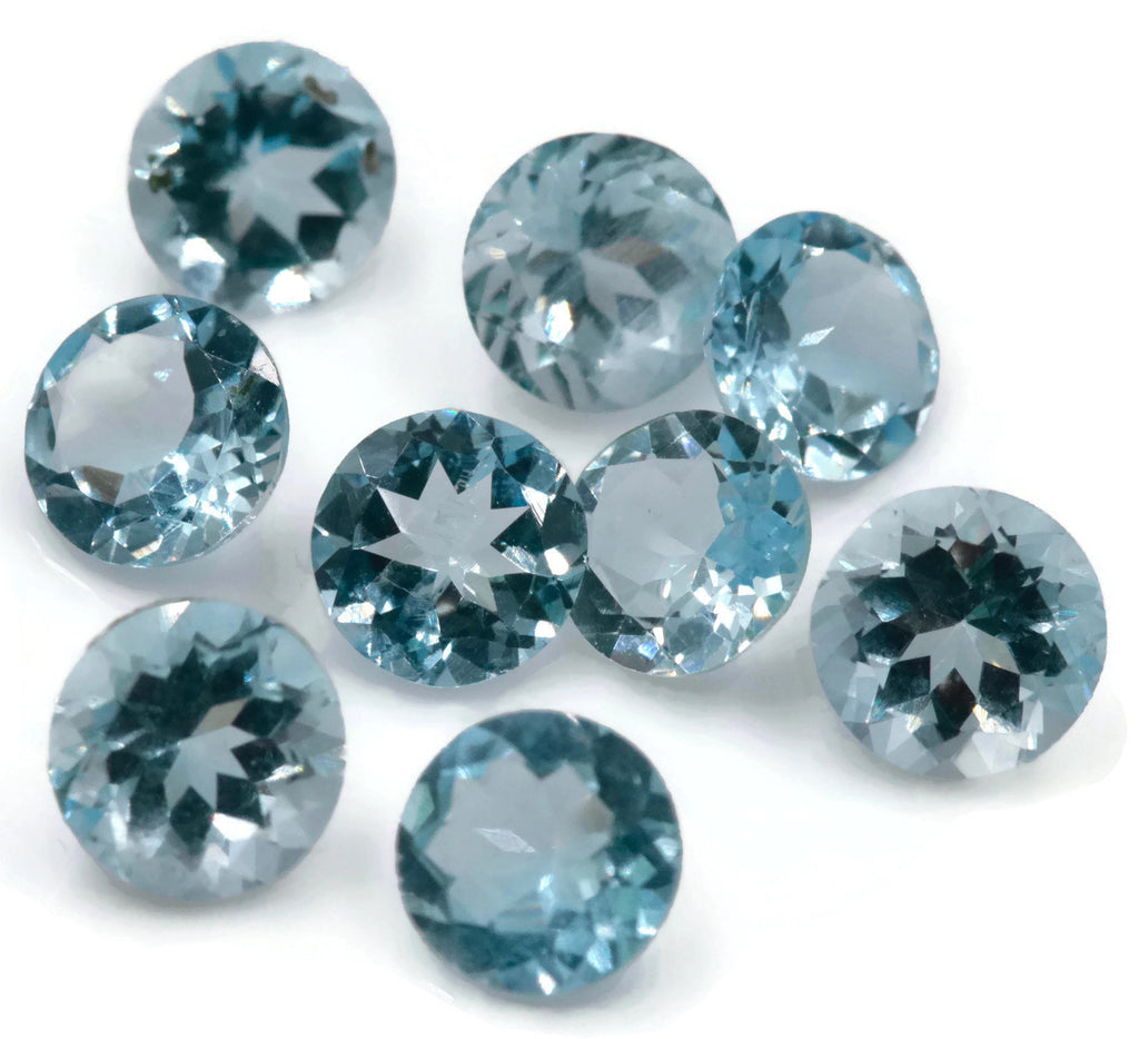 Natural Aquamarine Faceted Round Loose Aquamarine Gemstone 6mm 0.66 ct SKU 110431-Aquamarine-Planet Gemstones
