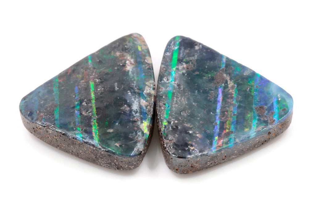 Natural Australian Boulder Opal Genuine Opal Stone Aussie Boulder Opal Stone Pair 29ct, SKU:00110934 DIY Jewelry Supplies-Planet Gemstones