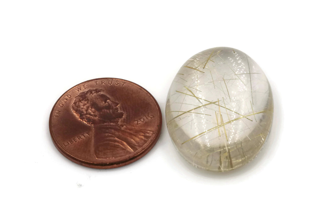 Rutile Quartz Oval 15-25mm-Planet Gemstones