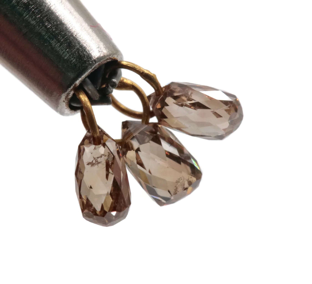 Diamond Diamond Briolette Natural DIY Jewelry Supply April Birthstone DIY Jewelry Supply Briolette 18KT YG , 4X3MM, 0.30CT-Planet Gemstones