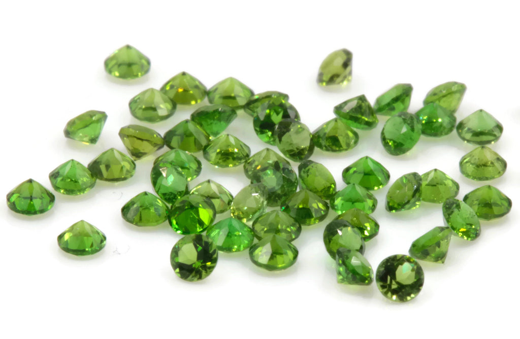 Natural Chrome diopside Green Gemstone Russian diopside Green Diopside DIY jewelry supplies Faceted Chrome diopside 5PCS round 2mm 0.18ct-Planet Gemstones