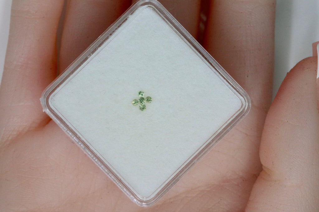 Natural Demantoid Garnet Melee Garnet Demantoid Garnet January Gemstone 1.5mm Round 5PCS SET DIY Jewelry Loose Stone SKU:00111030-Planet Gemstones