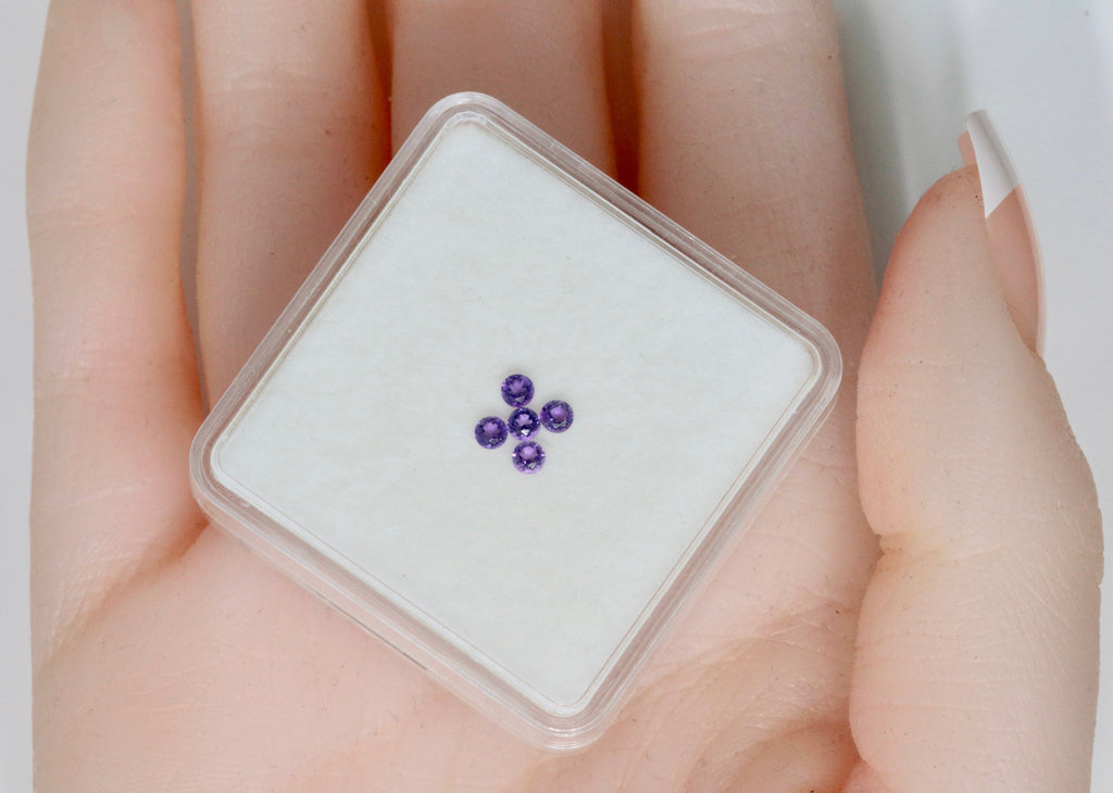 Natural amethyst gemstone Melee amethyst loose stone genuine amethyst stone amethyst loose stone february birthstone 5PCS SET 2.5mm-Planet Gemstones