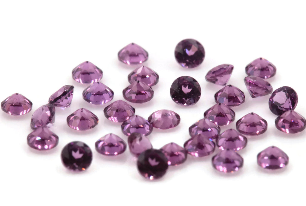 Natural Garnet January Birthstone Rhodolite Garnet gemstone Mozambique MELEE Garnet, Faceted Round 5PCS SET 2mm 0.25ct DIY Jewelry-Planet Gemstones