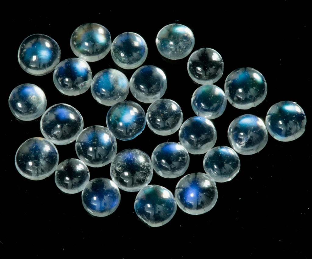 Natural Moonstone Blue moonstone Rainbow Moonstone June Birthstone Moonstone DIY jewelry Supplies Moonstone cabs Round 2.25mm 5PCS 0.26ct-Planet Gemstones
